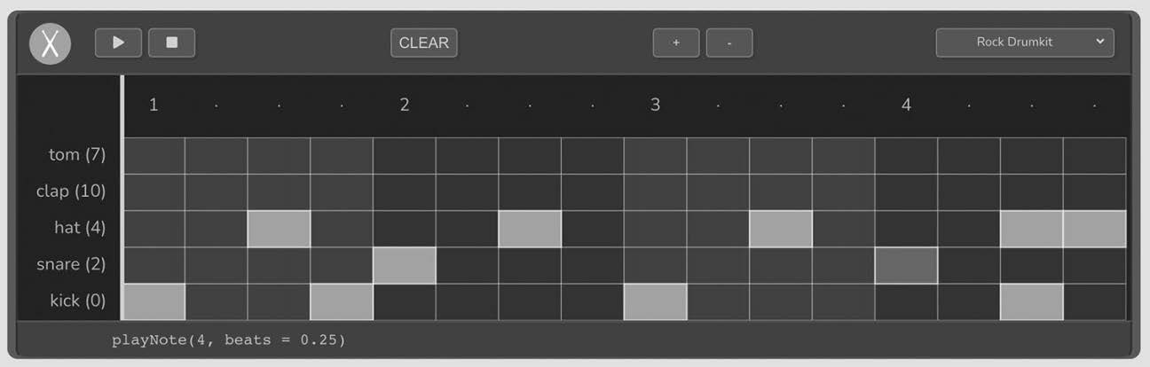图2.15 TunePad作曲器界面提供了鼓和贝斯音序器。