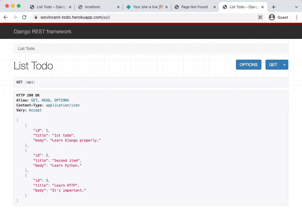 Todo API List Endpoint