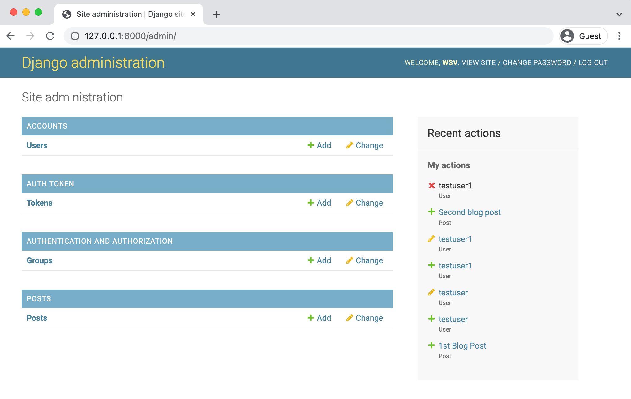 Admin Homepage with Tokens