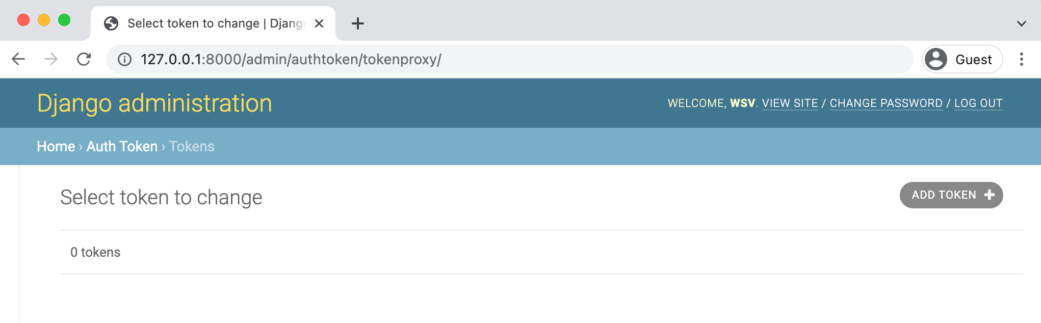 Admin Tokens Page