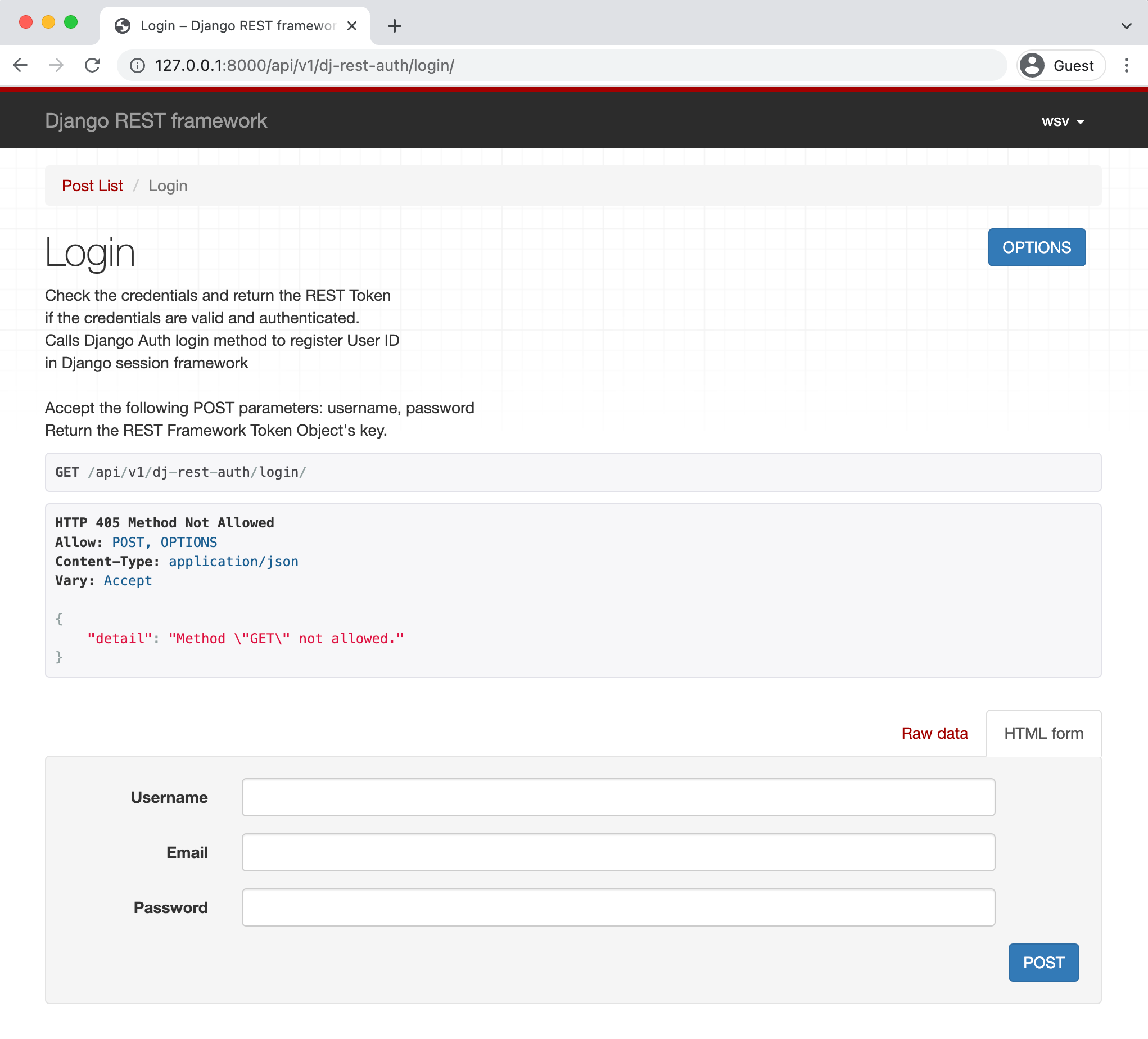 API Log In Endpoint