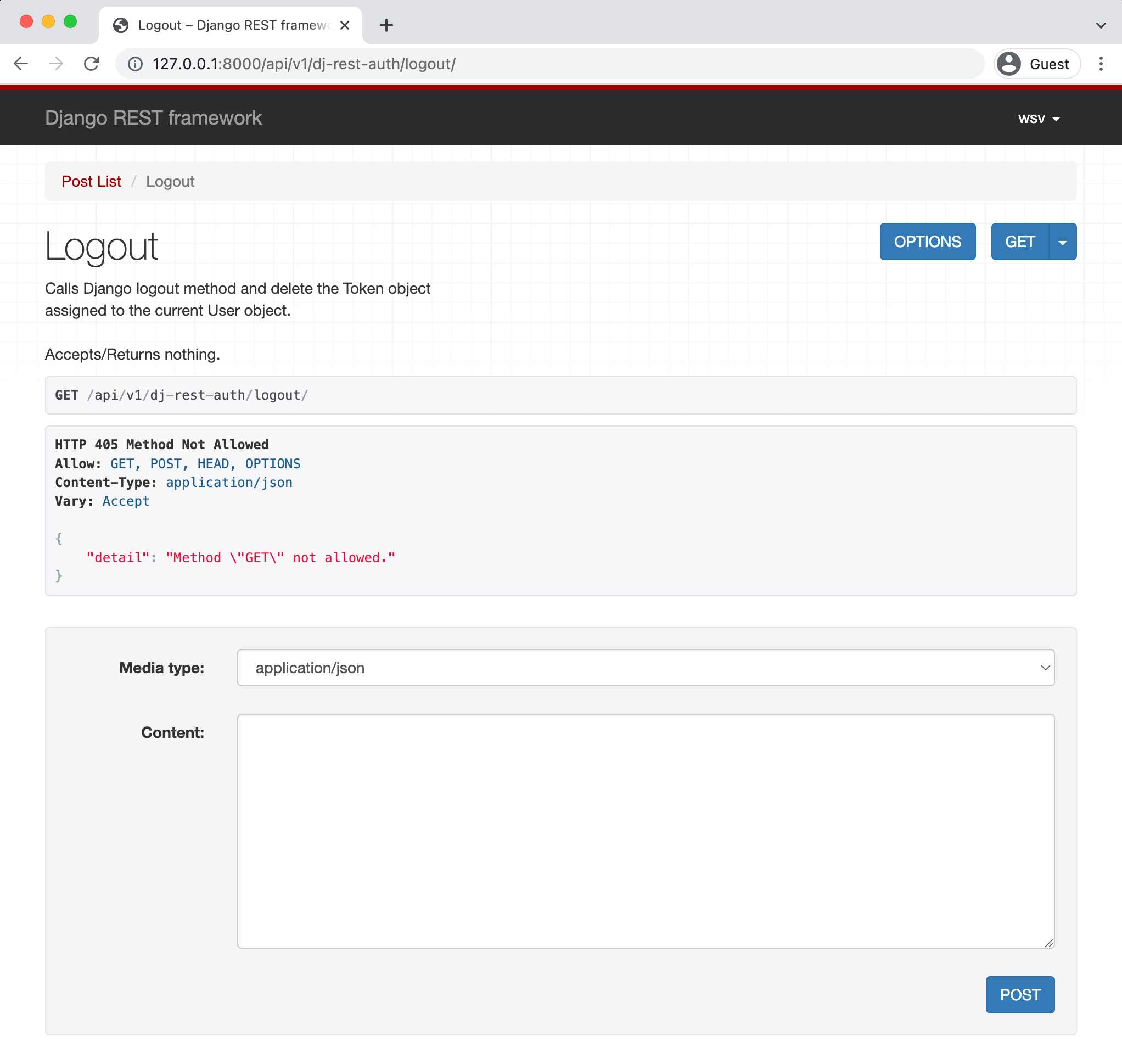 API Log Out Endpoint