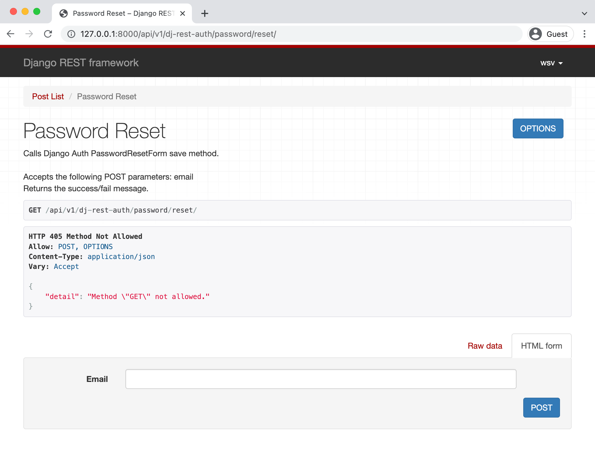 API Password Reset